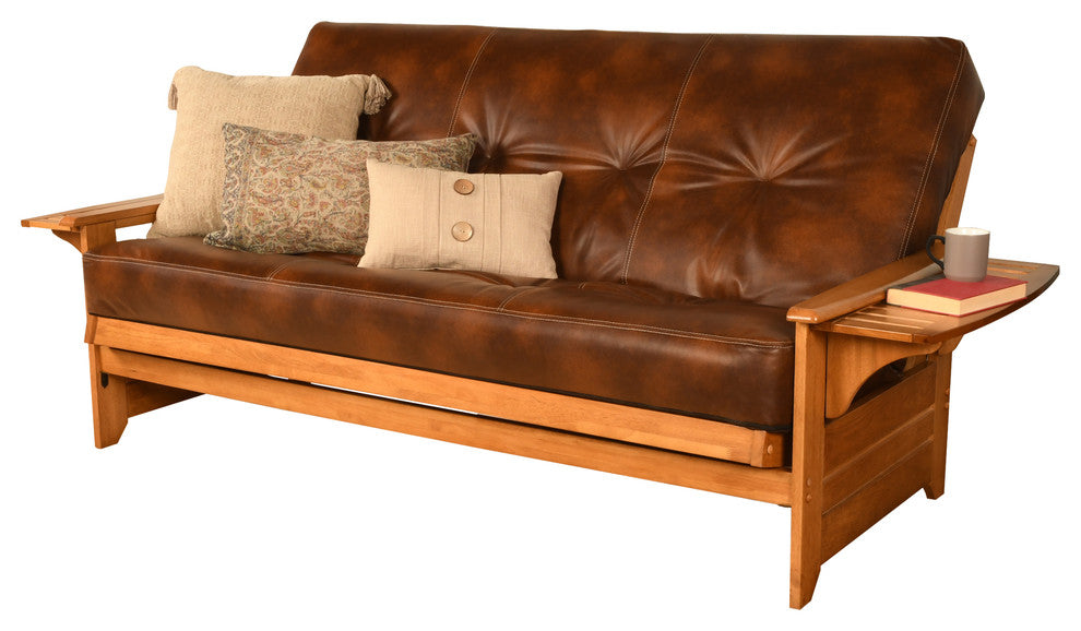 Mesa Frame Futon With Butternut Finish, Butternut, Oregon Trail Saddle