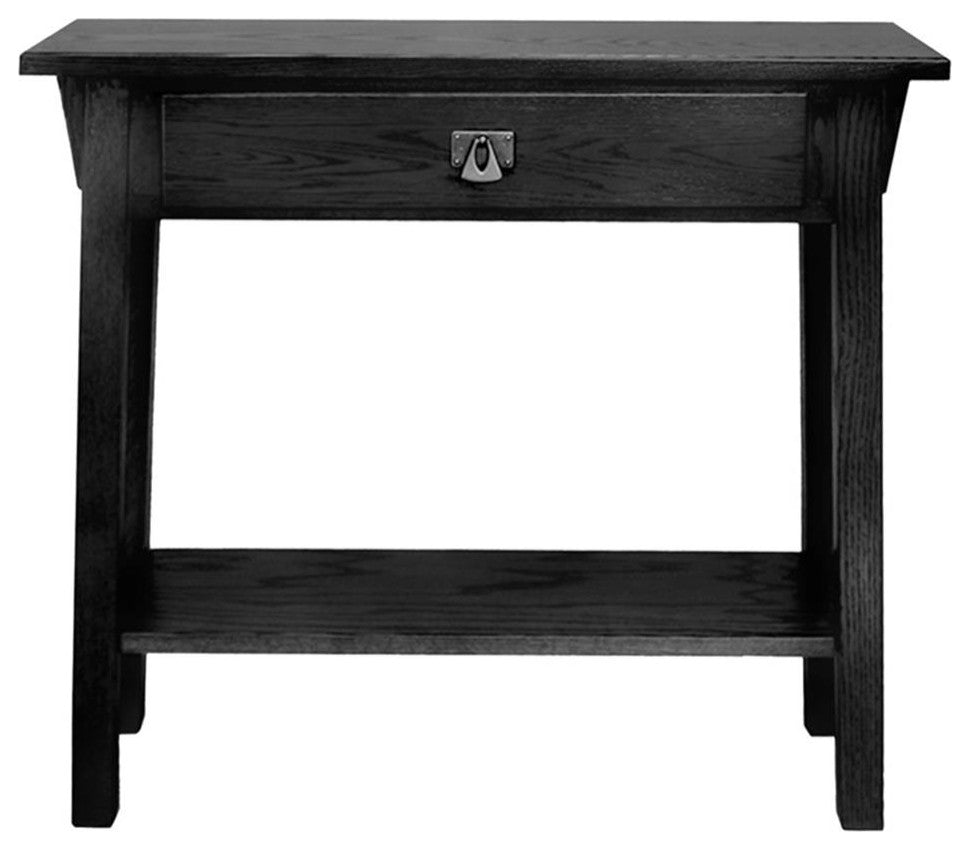 Leick Furniture Wood Mission Console Table in Slate Black