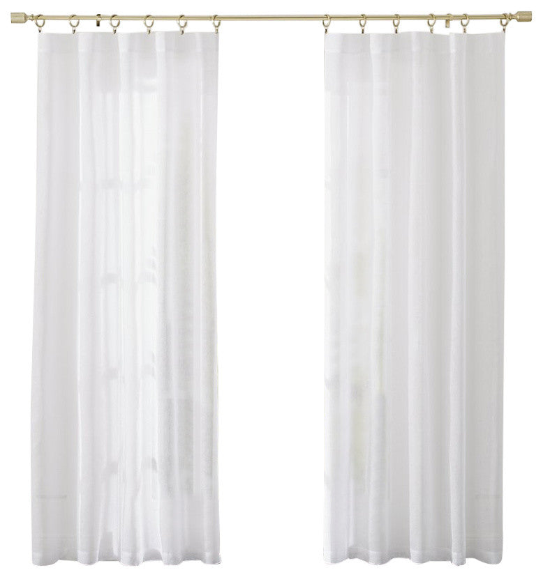 Betsy Rod Pocket Linen Drape, White, 50"x108"