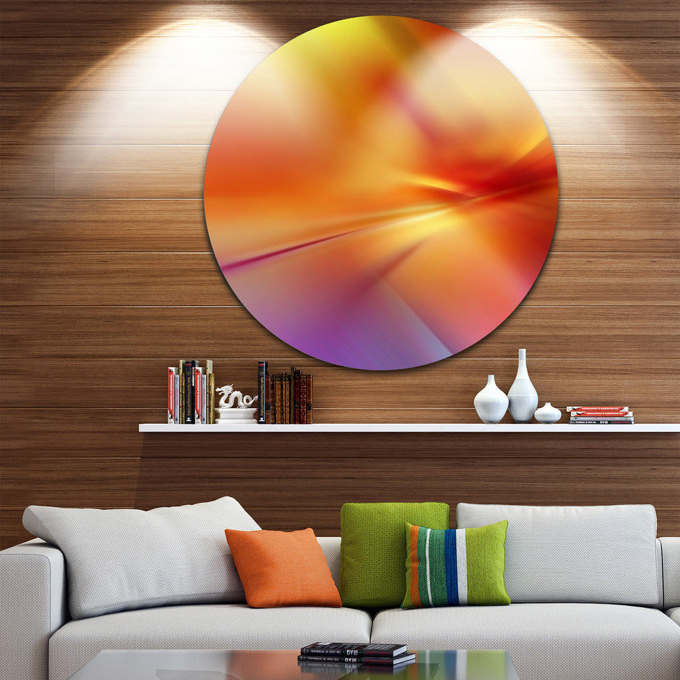 Orange Red Wallpaper Art, Abstract Digital Art Disc Metal Artwork, 38"