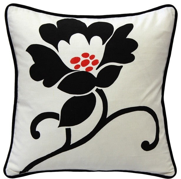 Pillow Decor - Graphic Flower Cotton Throw Pillow 16x16