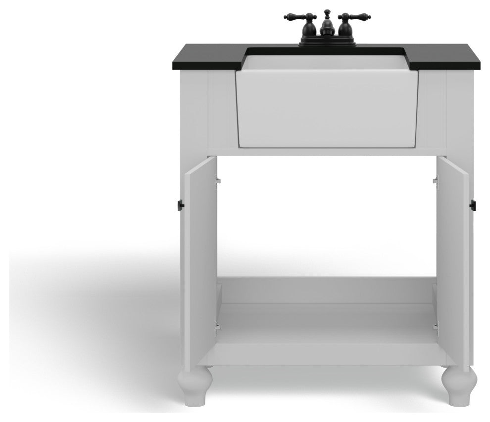 The Holsted Bathroom Vanity, White, 30", Single Sink, Freestanding