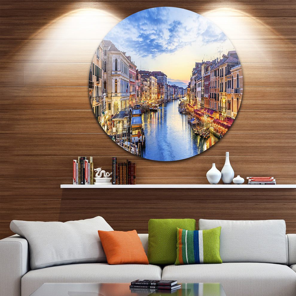Grand Canal Panorama, Landscape Photo Round Wall Art, 36"