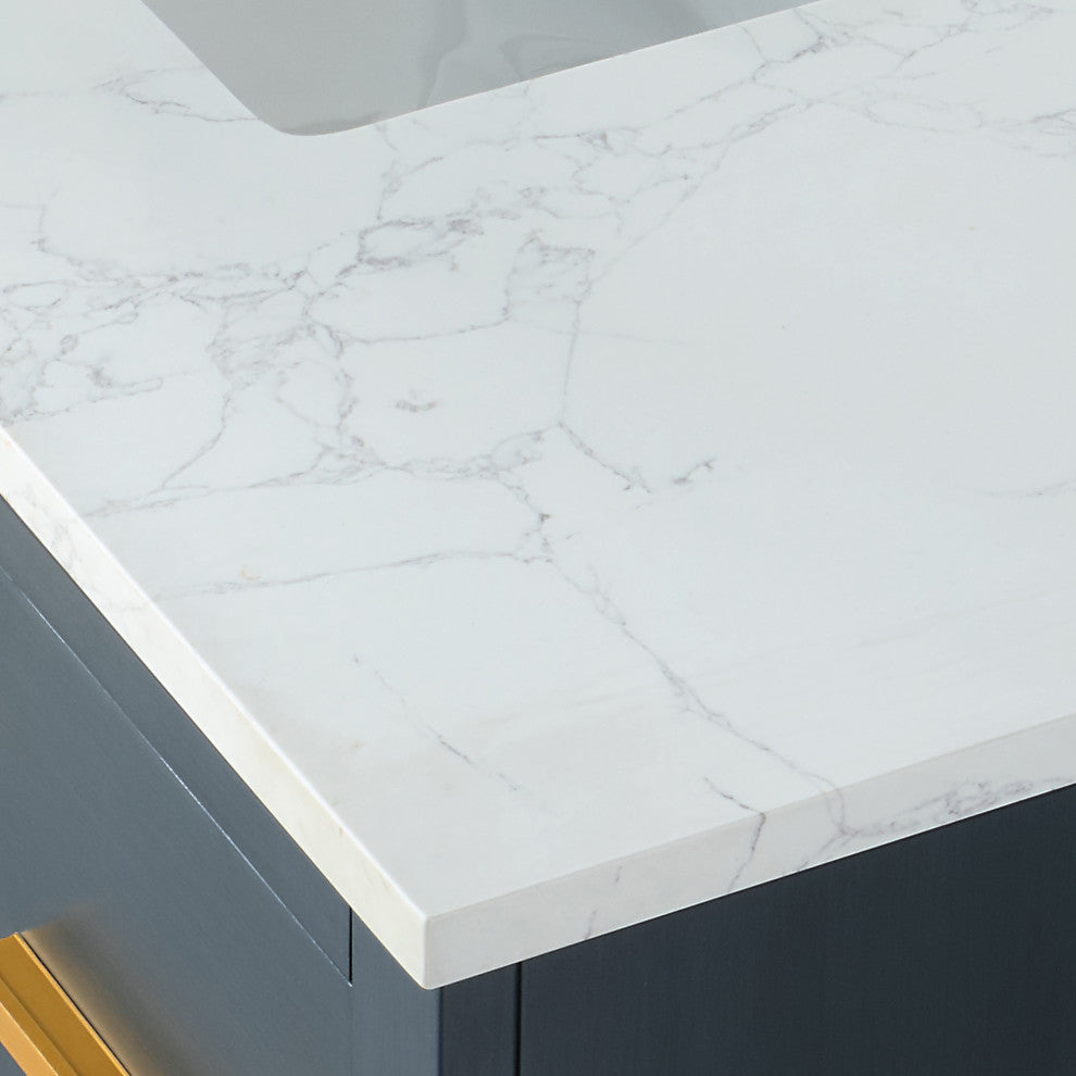 Gazsi Charcoal Blue Bathroom Vanity Set, 42", Without Mirror