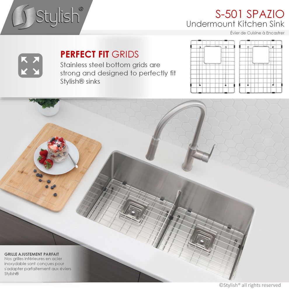 33"x18" Stainless Steel Double Basin Undermount Kitchen Sink