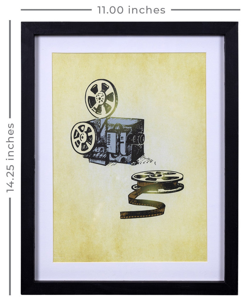 Contemporary Movie Projector and Film Framed Wall Art