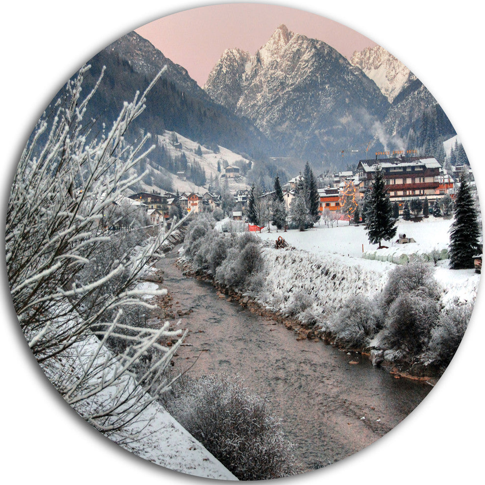 Dolomites Winter Italy, Landscape Photo Round Wall Art, 23"