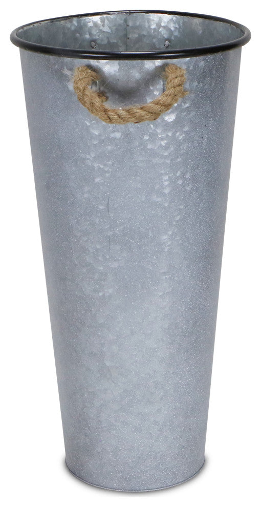 Rope Handle French Metal Planter, 27.5", 22"