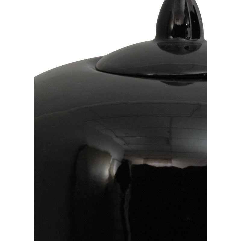 11" Solid Black Porcelain Vase Jar