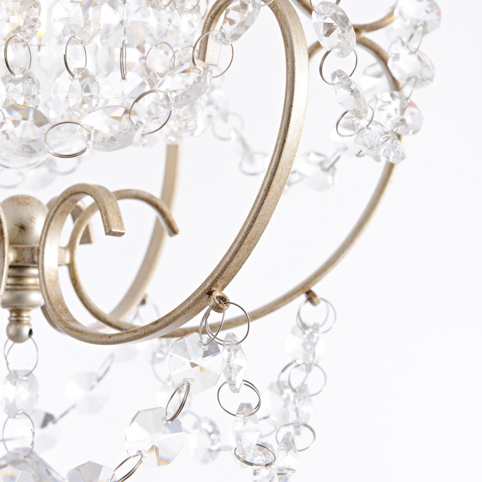 Ivy Glam 1-Light Brushed Champagne Silver Mini Crystal Chandelier