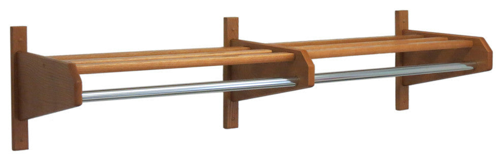 50" Oak Coat & Hat Rack, Medium Oak