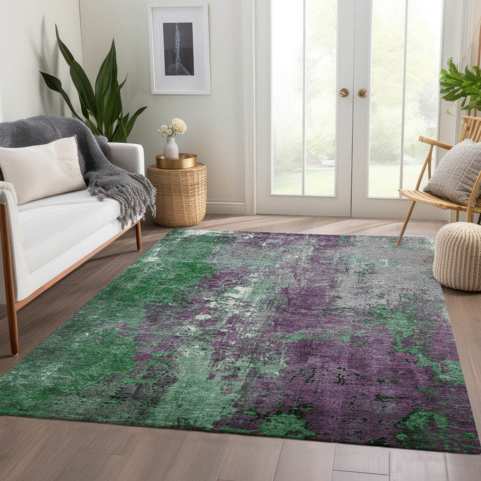 Machine Washable Indoor/Outdoor Chantille ACN1870 Emerald 2'6" x 3'10" Rug