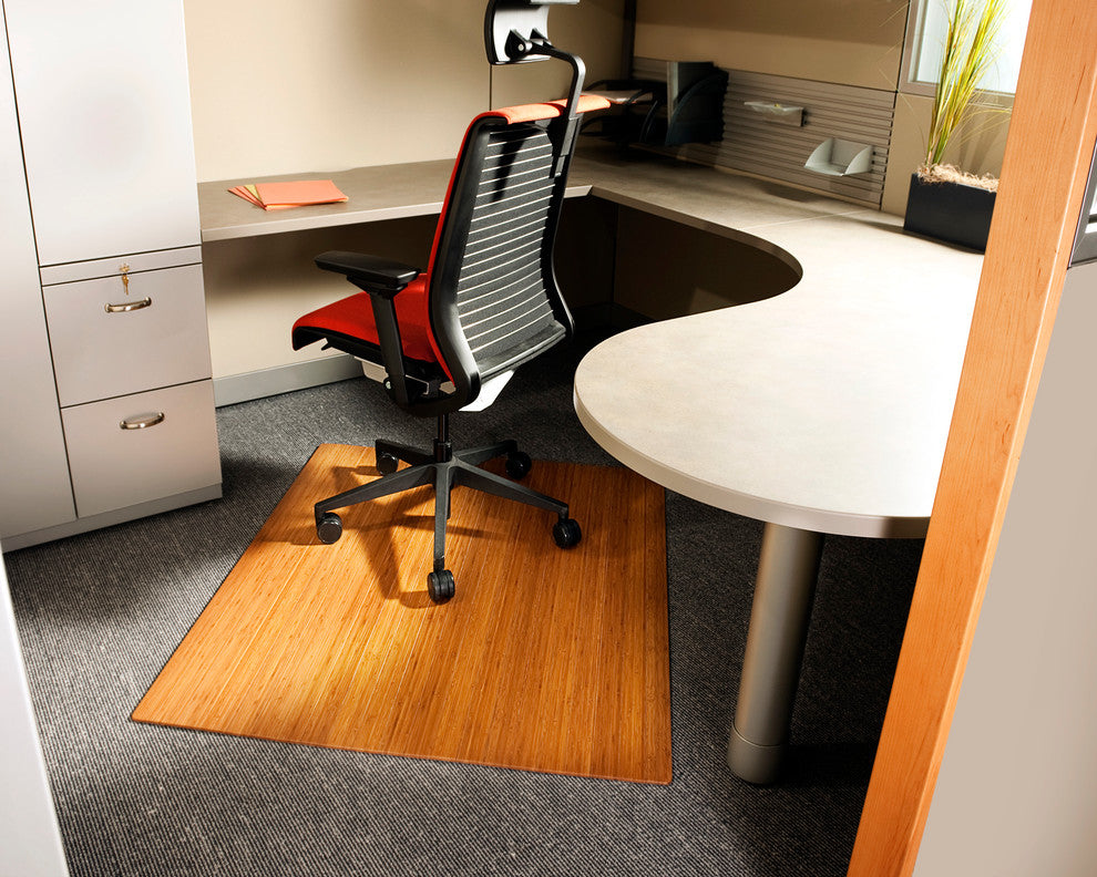 Jovert Bamboo Roll-Up Chair Mat, Natural, No Lip, 42"x48"