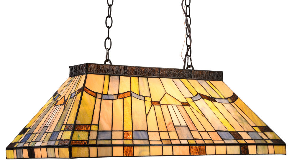 CHLOE Lighting Kinsey Tiffany Blackish Bronze 3-Light Mission Island Fixture