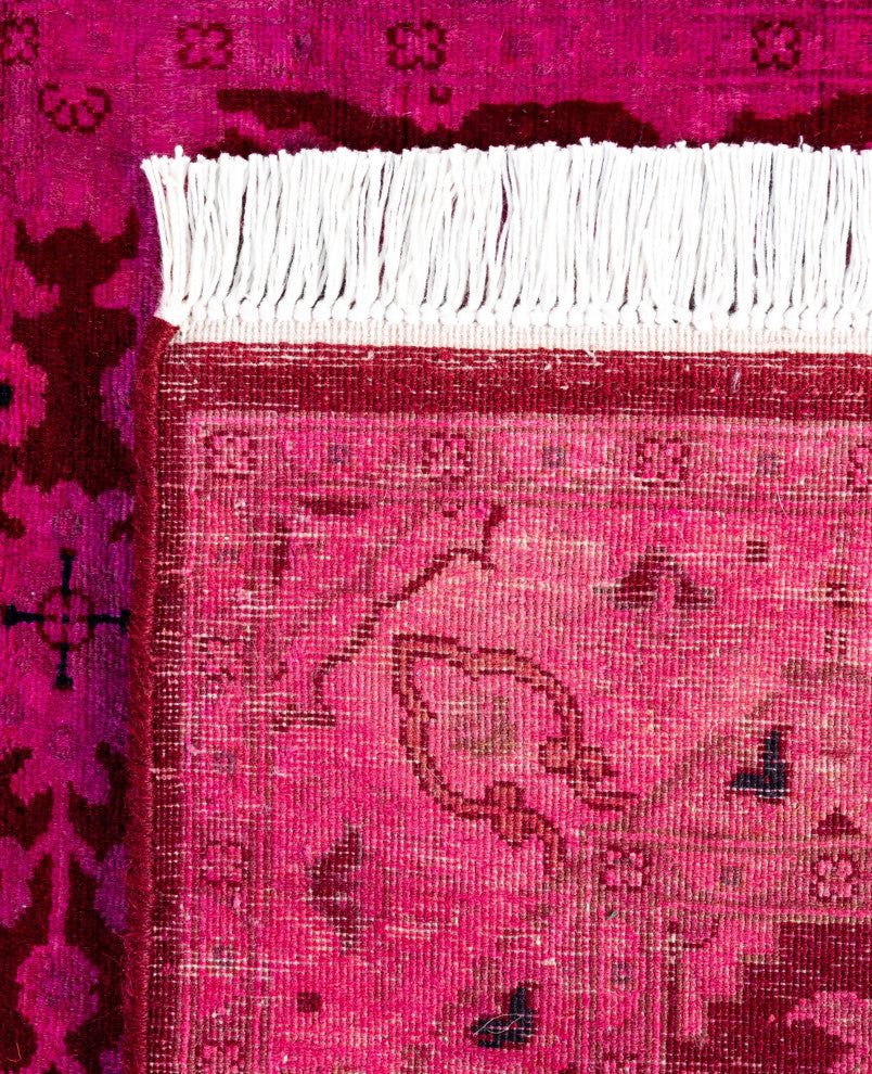Overdyed One-of-a-Kind Hand-Knotted Area Rug Pink, 2' 7" x 10' 1"