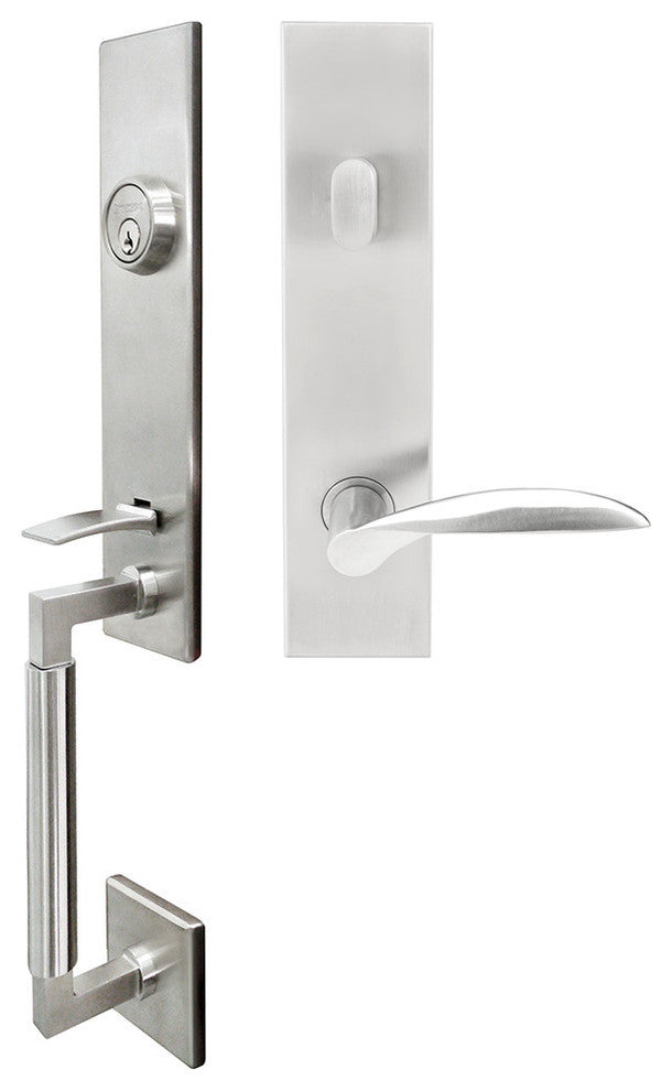 Stratus Lever, Tubular Entry Handleset, Left Hand Reverse, Satin Stainless Steel