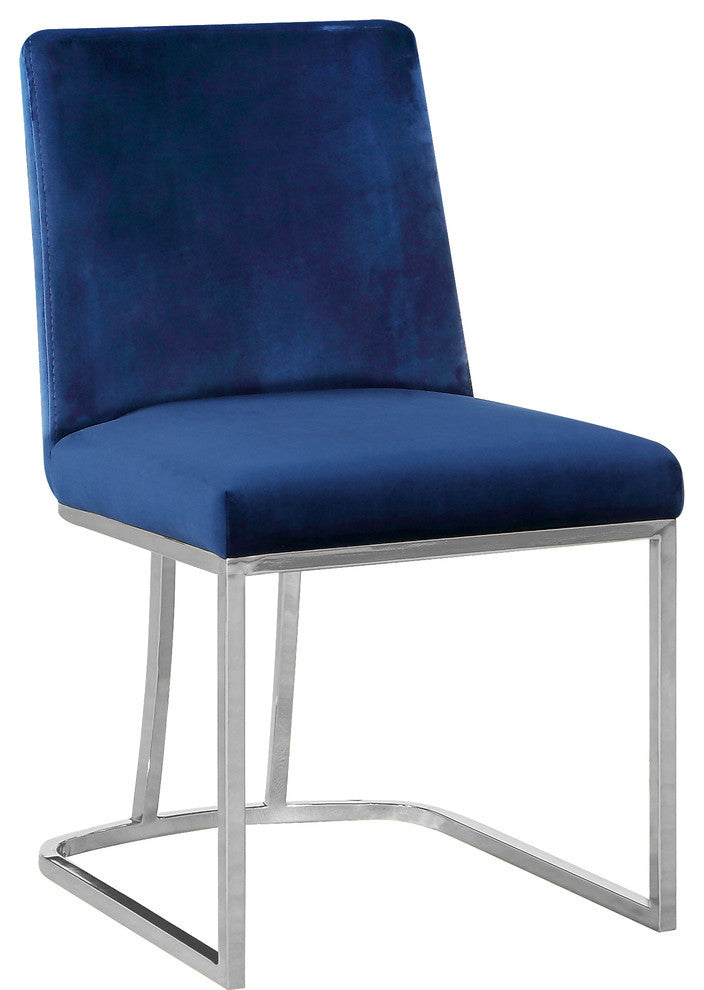 Heidi Black Velvet Dining Chair Set of 2, Navy