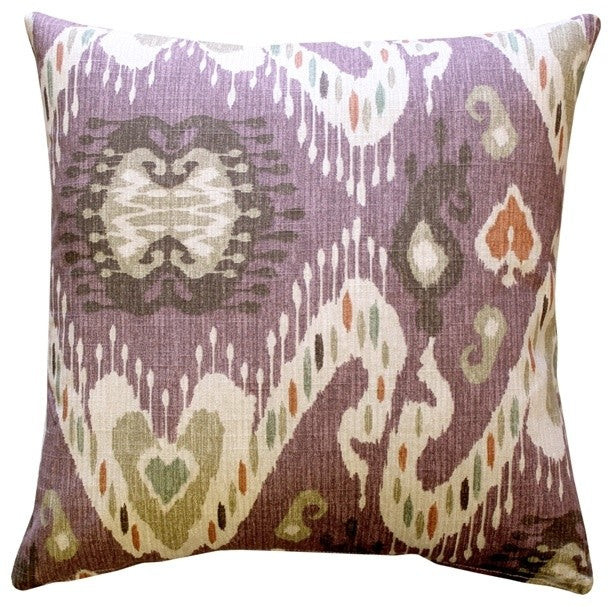 Pillow Decor - Solo Ikat Throw Pillow, Mauve, 20" X 20"