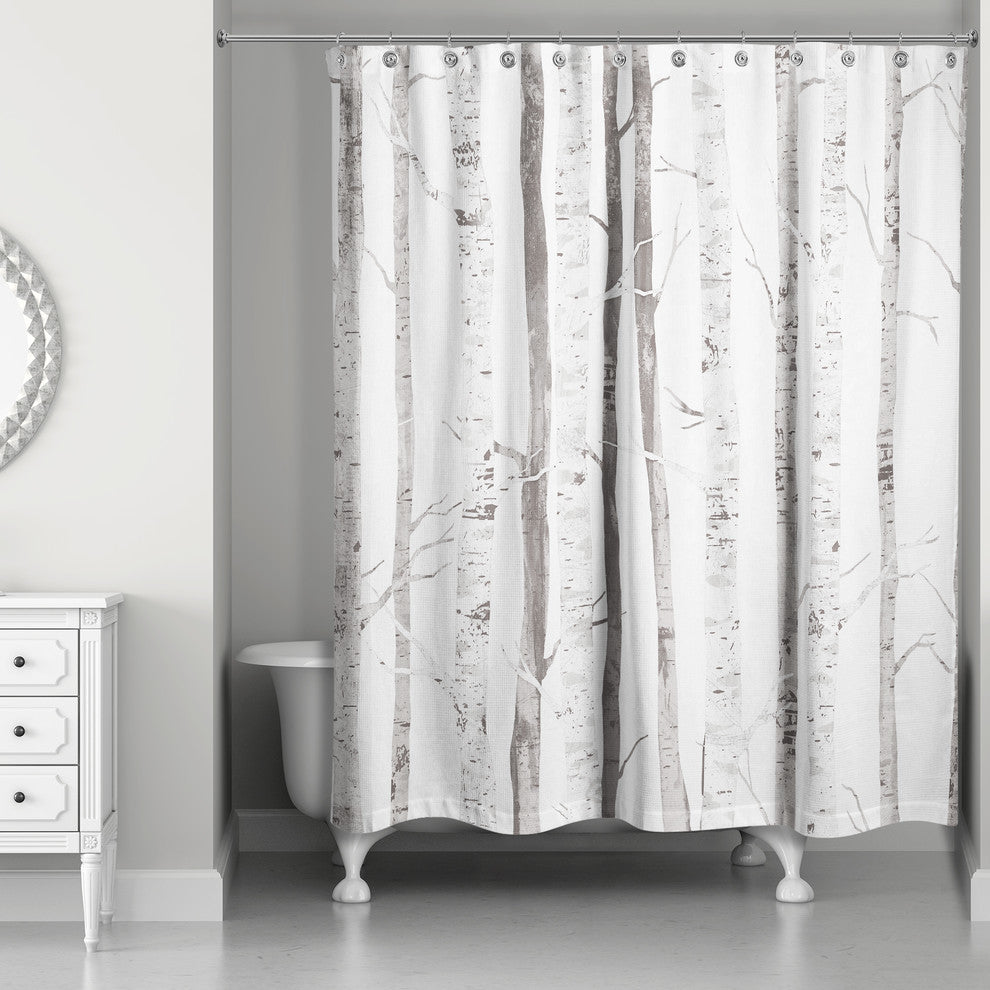 White Birch Trees 71x74 Shower Curtain