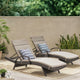 GDF Studio Ann Outdoor Wicker Chaise Lounge With Arms and Cushion, Set of 2, Charcoal