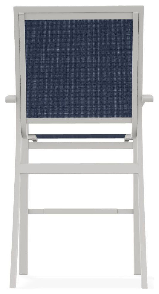 Kendall Sling Bar Height Stackable Outdoor Stool, Mavi/Snow