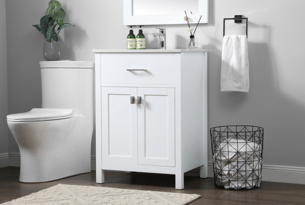 24" SIngle Bathroom Vanity, White