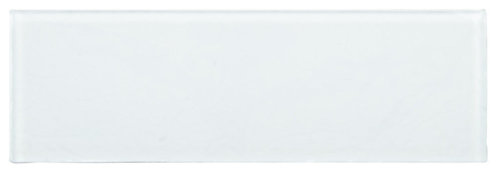 4"x12" Crystal Glass Tile, Set of 12 (4 sq ft), White Texture