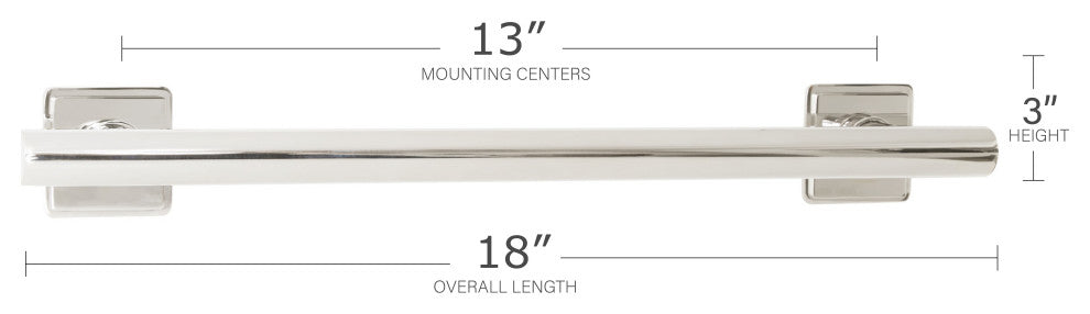 Coronado Designer Straight Bathroom Shower Grab Bar, Polished, 18"