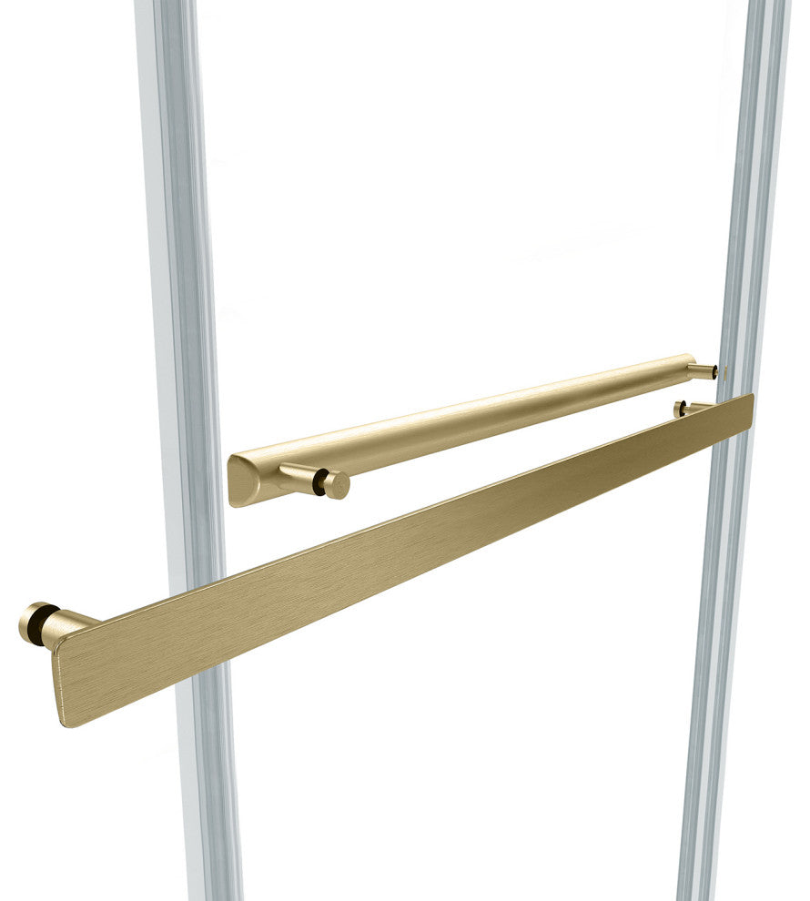 Spezia Double Sliding Frameless Shower Door, Brushed Gold, 48" W X 76" H