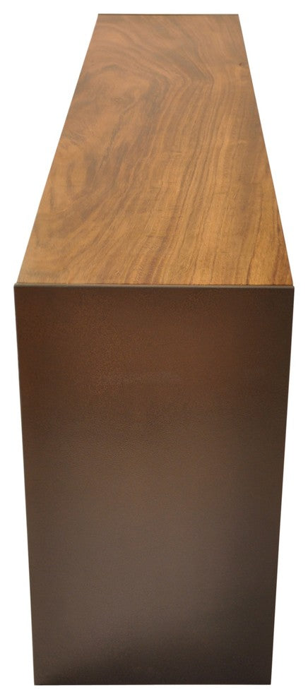 Solid Wood Tamburil Console, Metal Base
