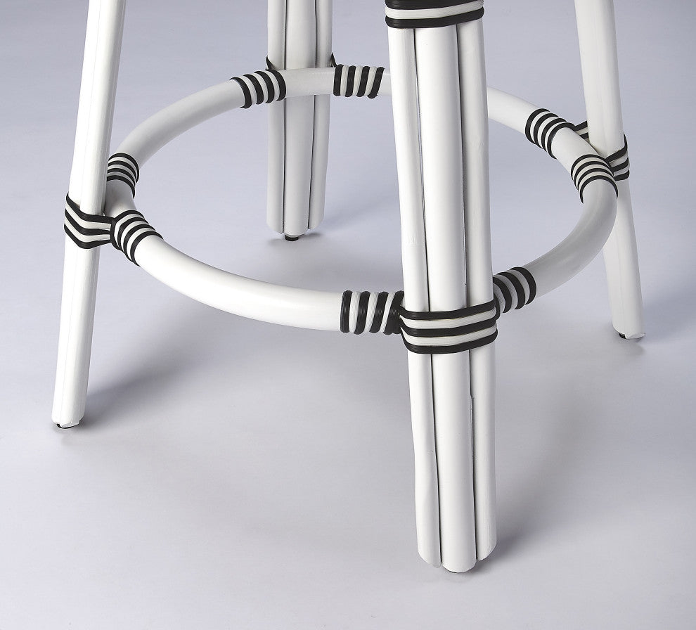 Butler Tobias Black and White Rattan Counter Stool