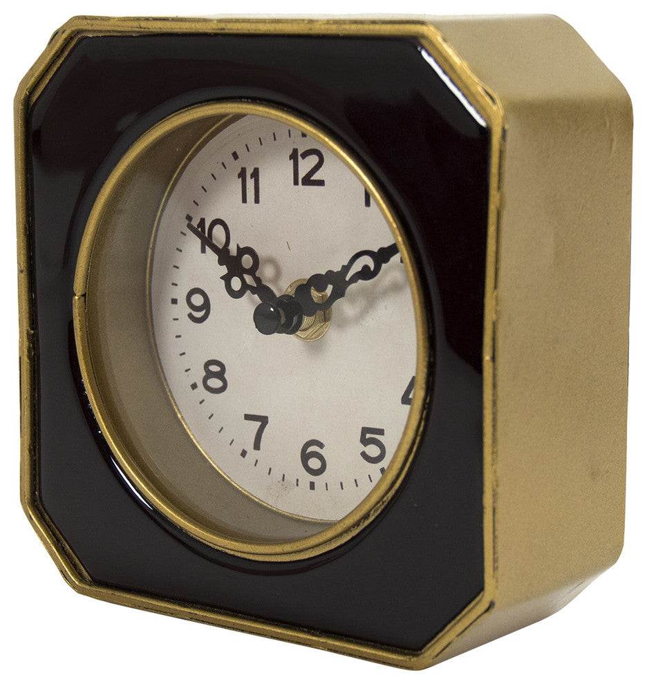 Black And Gold Clock, Black, Gold