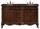 60" Saturn Double Sink Vanity, Baltic Brown Granite Top
