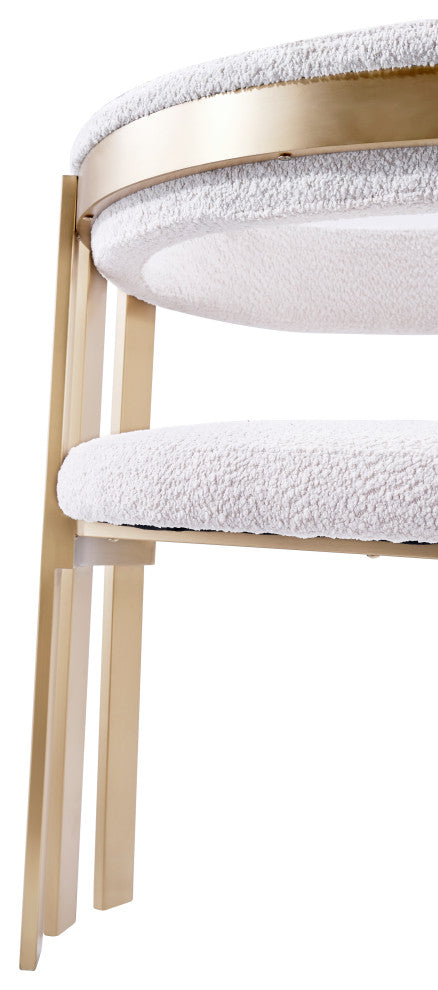 Modrest Pontiac Beige Wool Velvet and Gold Dining Chair