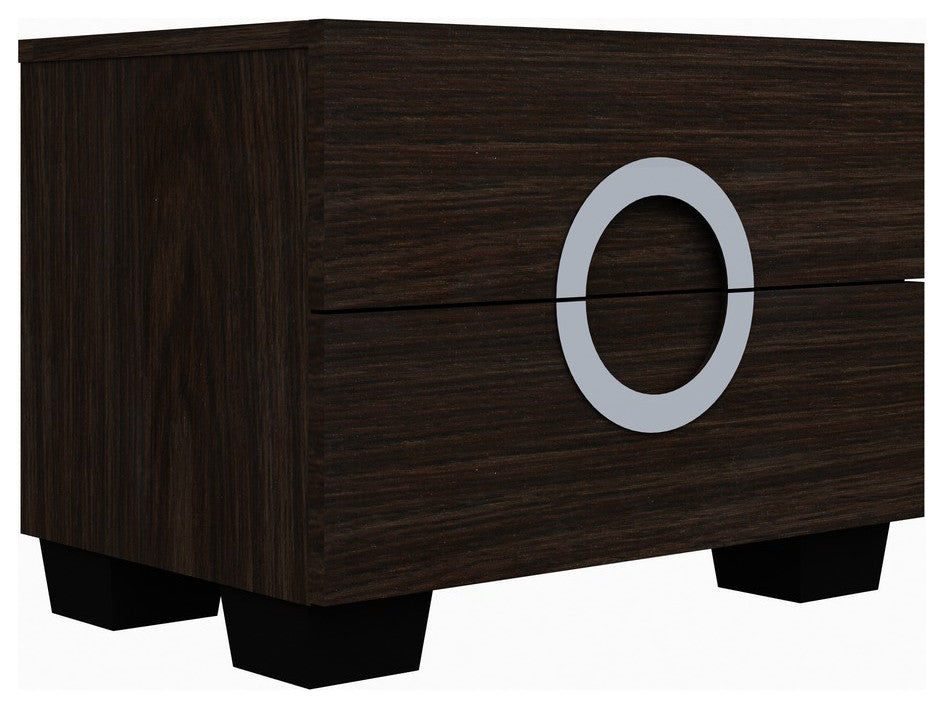 18" Brown Two Drawers Manufactured Wood Mirrored Nightstand