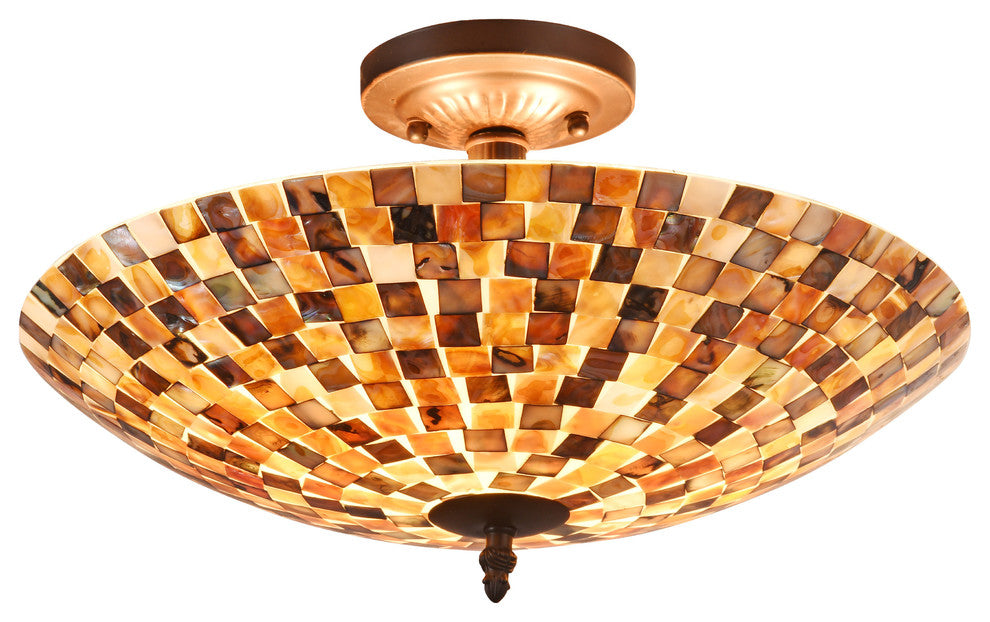 Shelley Mosaic 2-Light Semi-Flush Ceiling Fixture 16"