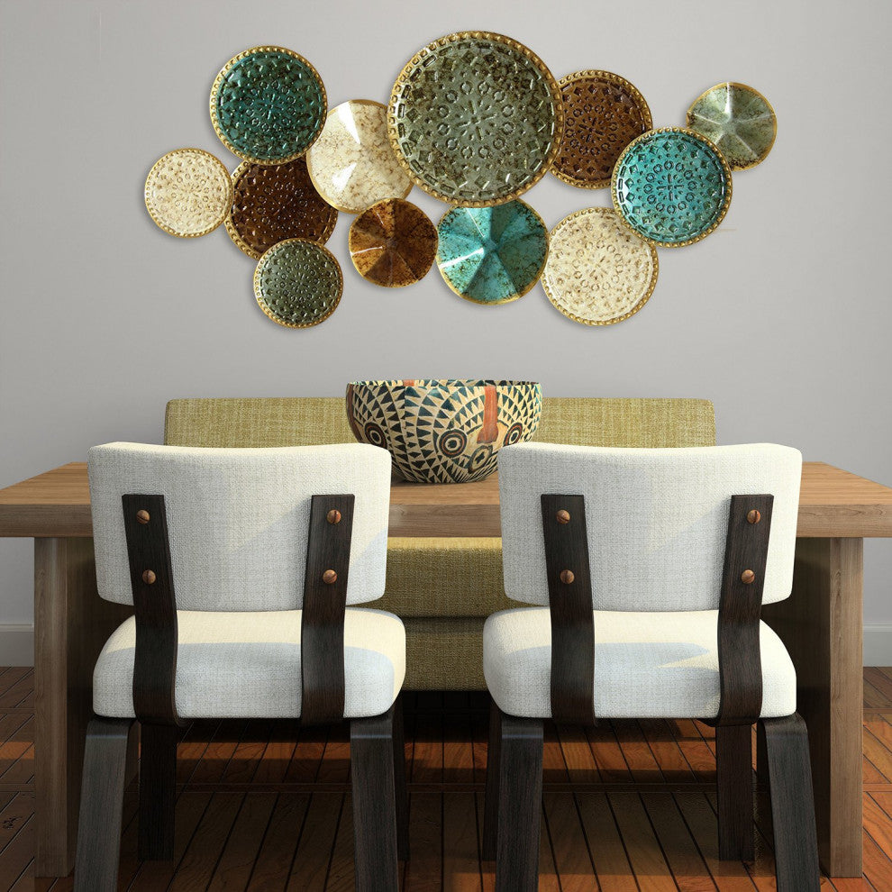 HomeRoots Textured Metal Multi Plates Wall Decor