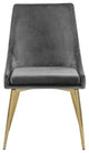 Karina Velvet Dining Chairs, Set of 2, Gray, Gold Base