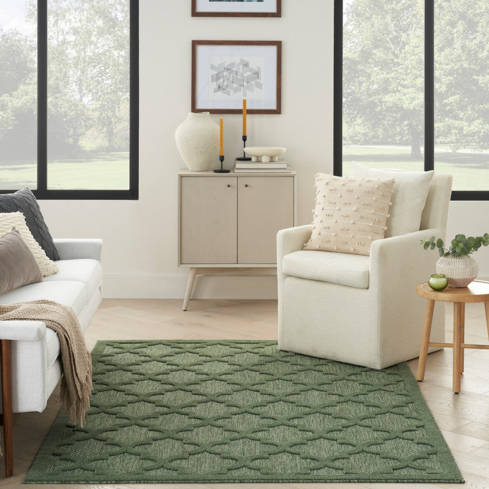 Nourison Easy Care 5' x 7' Green Modern Area Rug