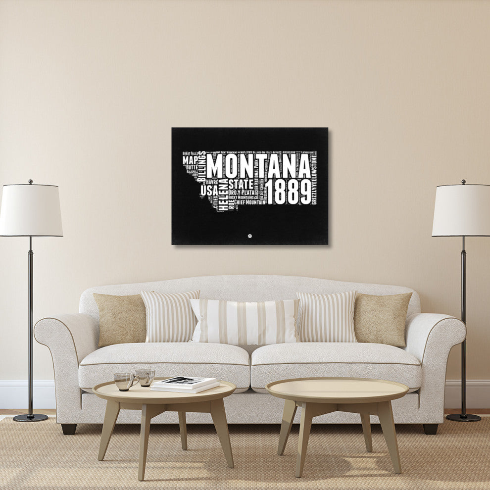 "Montana Black and White Map" Fine Art Print