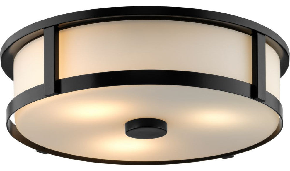 Gilliam Collection Three-Light New Traditional Flush Mount, Matte Black