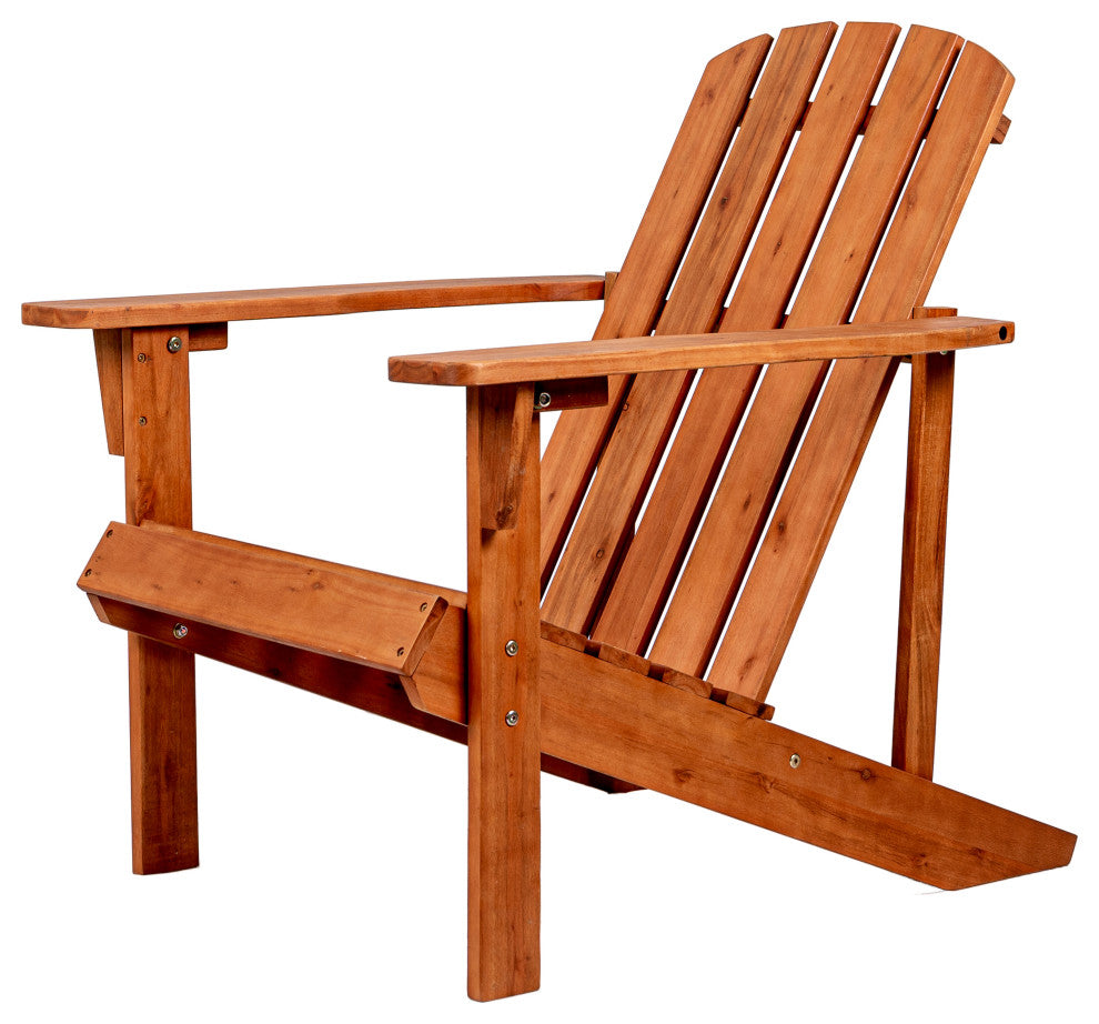Westport Outdoor Patio Traditional Acacia Wood Adirondack Chair, Light Brown