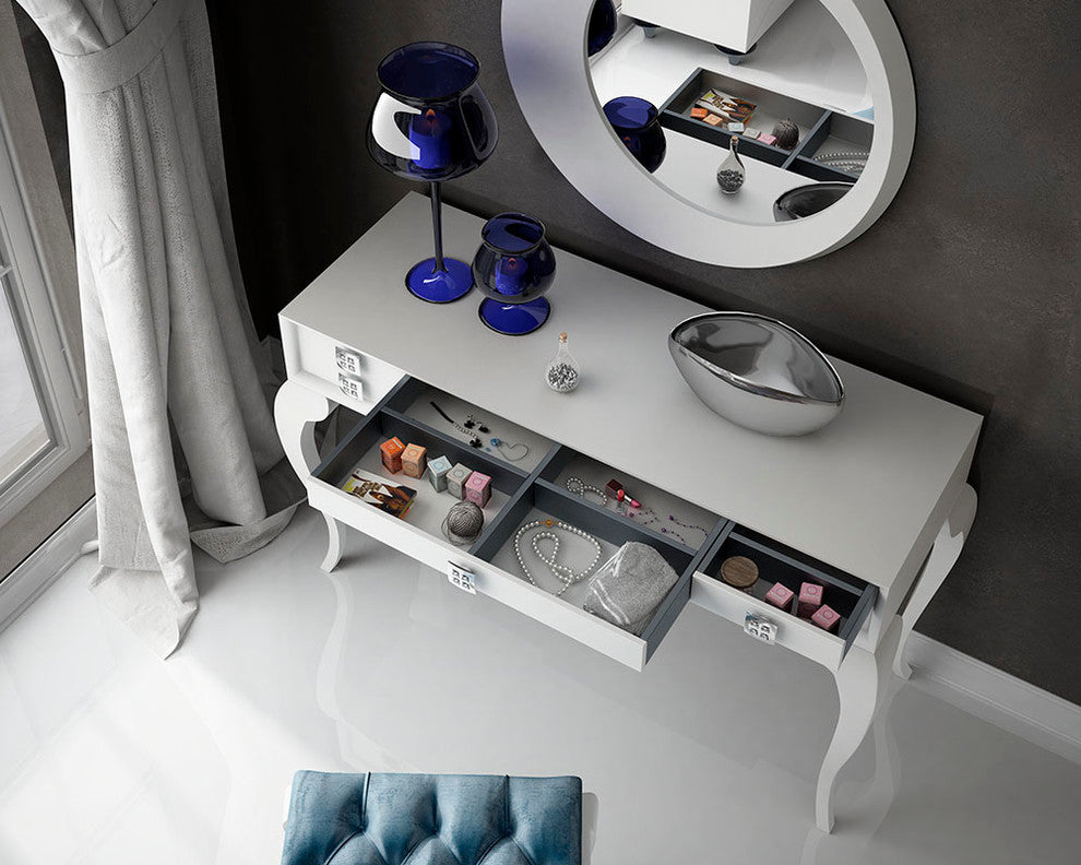 T11 Bedroom Make-up Vanity 55", White, Glossy Finish