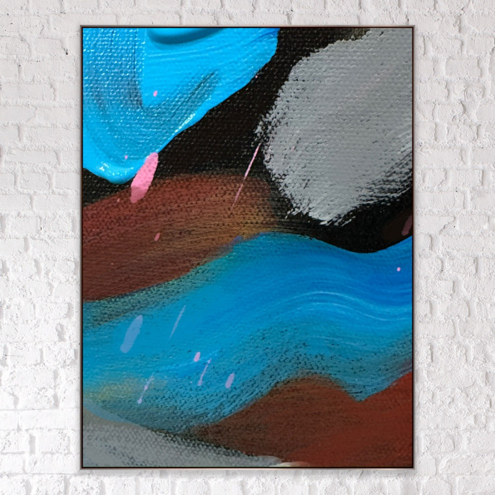72x60 Inches Large Modern Painting Blue Brown Wall Art Textured Painting