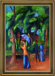 August Macke Walking in the Park - 18" x 27" Framed Premium Canvas Print