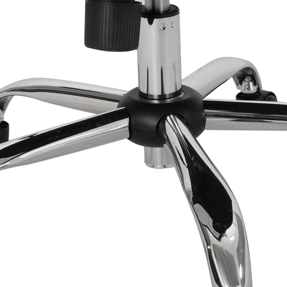 Rene Channel Stitched Swivel Office Lift Chair, White, Chrome