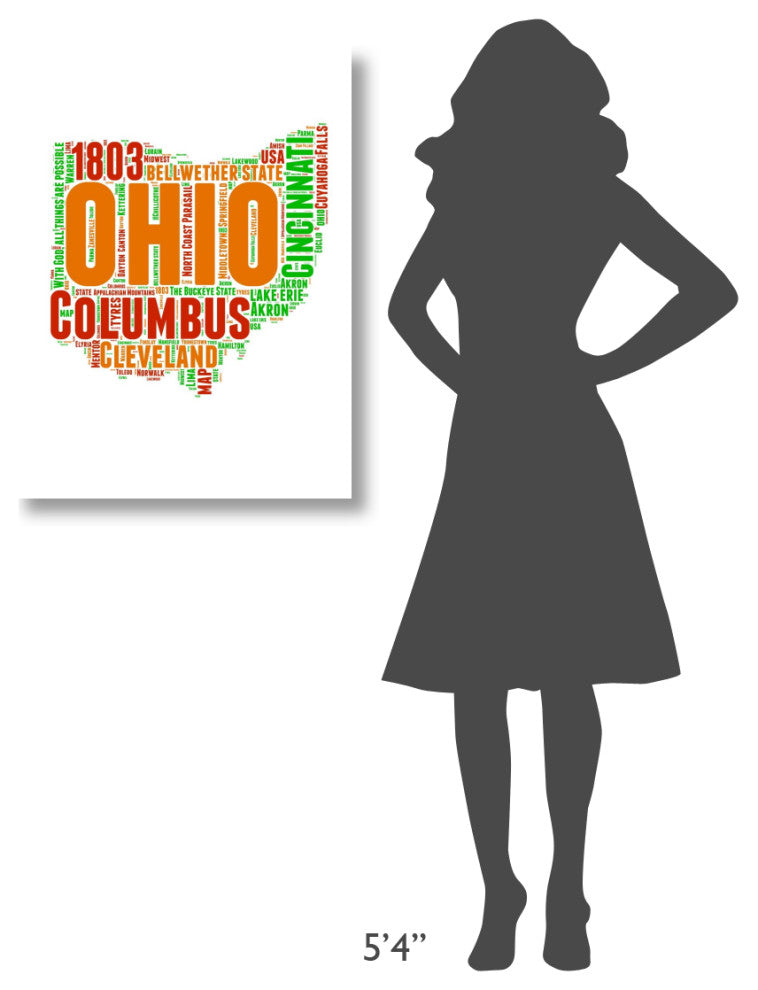 "Ohio Word Cloud Map" Fine Art Print