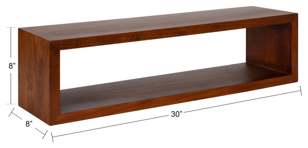Holt Wood Wall Shelf, Walnut Brown 30x8