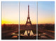 "Brown Silhouette of Paris Eiffel Tower" Metal Wall Art, 3 Panels, 36"x28"