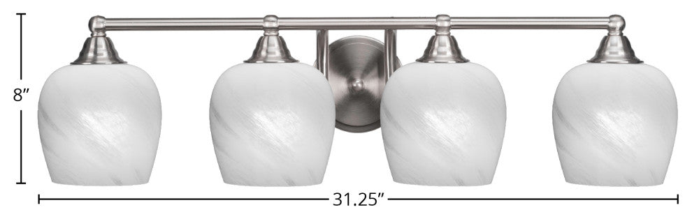 Paramount 4-Light Bath Bar, Brushed Nickel, 6" White Marble Glass